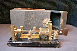 Early Vintage Vibroplex Company Morse Code Telegraph Key Serial 85885 W/case