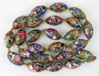 Venetian Murano glass millefiori aventurine necklace (24 beads) 3
