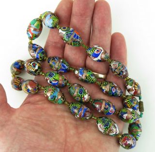 Venetian Murano glass millefiori aventurine necklace (24 beads) 4