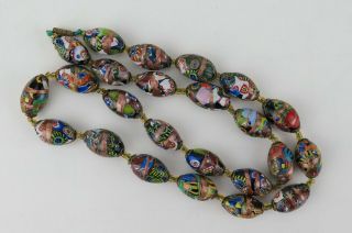 Venetian Murano glass millefiori aventurine necklace (24 beads) 7