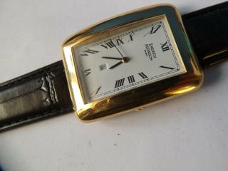 A Vintage Stainless Steel Cased Quartz Tank Shaped Emerich Meerson Gents Watch