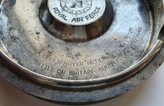 Vintage RAF WW2 Battle Of Britain ROLLS ROYCE Spitfire MERLIN PISTON ASHTRAY 3