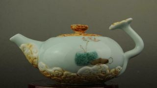 Chinese Jingdezhen Old Hand - Made Celadon Glaze Porcelain Kung Fu Teapot B02