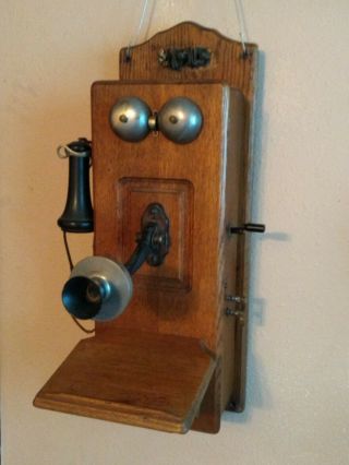 Antique Stromberg Carlson Wooden Wall Phone,  Complete