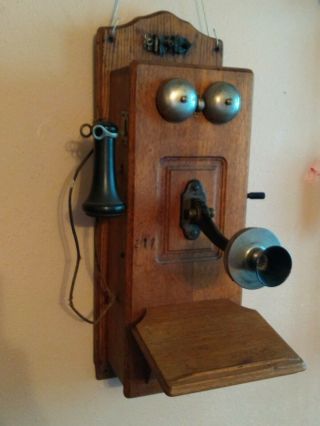 Antique Stromberg Carlson Wooden Wall Phone,  COMPLETE 2
