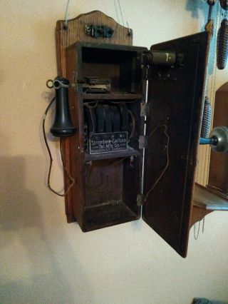 Antique Stromberg Carlson Wooden Wall Phone,  COMPLETE 5