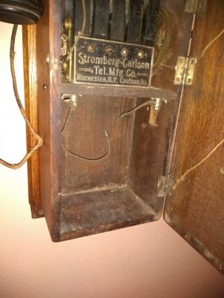 Antique Stromberg Carlson Wooden Wall Phone,  COMPLETE 8