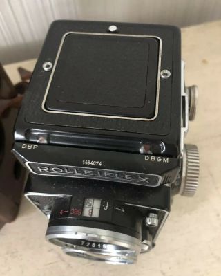 Vintage Rolleiflex 2.  8 Camera 80mm Schneider Xenotar Lens W/ Cap & Leather Case 3