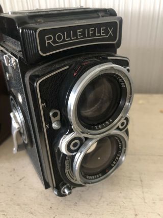 Vintage Rolleiflex 2.  8 Camera 80mm Schneider Xenotar Lens W/ Cap & Leather Case 7