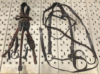 Vintage Jqmd 1943 Wwii,  Bridle Headstall Horse Tack,  Cavalry,  With 4 Medallions