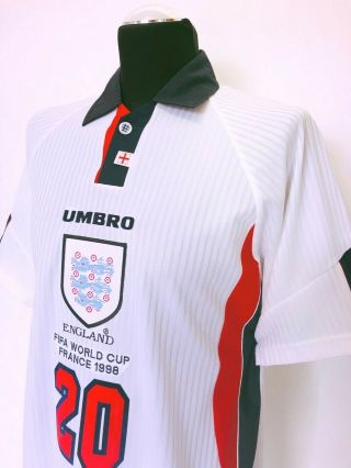OWEN 20 England Vintage Umbro Home Football Shirt (L) World Cup 98 1998/00 5