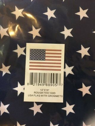 12 " X18 " Rough Tex 100d Usa Flag W/grommets For Boats Uv Protected Water Proof Us
