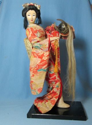 Japanese Geisha Girl Kimono Doll Large 13 1/2 Inch Vintage Oriental Figurine