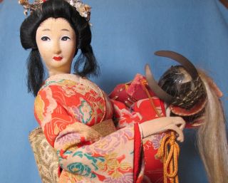 Japanese Geisha Girl Kimono Doll Large 13 1/2 inch Vintage Oriental Figurine 2