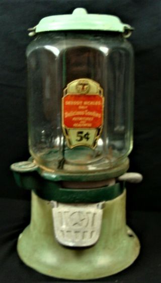 Rare Antique Columbus Octagon Five Cent Pistachio Gumball Machine 100