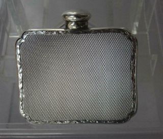 Antique C.  1900 Solid Silver Bright Cut German Scent Perfume Bottle Flask