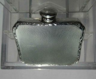 Antique C.  1900 Solid Silver Bright Cut German Scent Perfume Bottle Flask 8