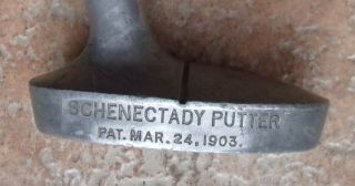 Antique Vintage Schenectady Patent 1903 Hickory Wood Shaft Golf Putter