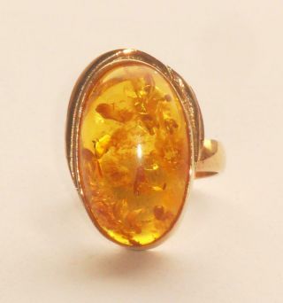 Exceptional Very Rare Very Large Heavy Antique Vintage Huge Amber Gold Ring