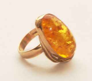 EXCEPTIONAL VERY RARE VERY LARGE HEAVY ANTIQUE VINTAGE HUGE AMBER GOLD RING 7
