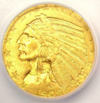 1909 Indian Gold Half Eagle $5 Coin - Icg Ms63 - Rare In Ms63 - $1,  060 Value