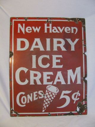 Vintage Porcelain Haven Ice Cream Sign Connecticut
