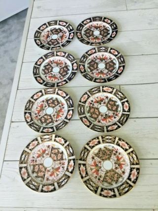 8 Antique Royal Crown Derby Traditional Imari 6.  25” Bread & Butter Plates