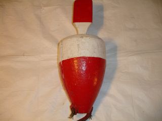 Rare Antique Wood Wooden Lobster Trap Buoy White Red Nautical Maritime Decor 13