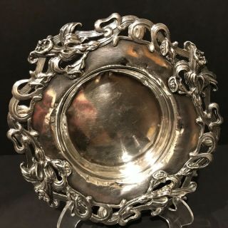 Antique William Kerr Sterling Silver Art Nouveau Bowl Dish 210 Grams Floral Rim