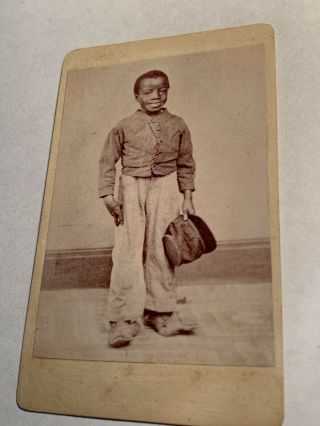 Civil War Black Child In Uniform.  Rare Alexander Gardner Photograph Image Cdv