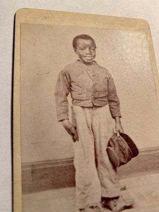 Civil War Black Child In Uniform.  Rare Alexander Gardner Photograph Image CDV 2