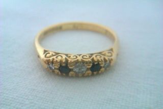 Vintage 18ct Gold Sapphire & Diamond Victorian Style Gypsy Ring 1994 4