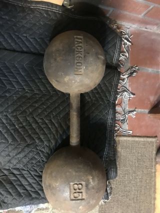 Jackson Barbell RARE 85 lb Globe Dumbbells Vintage Pair 5