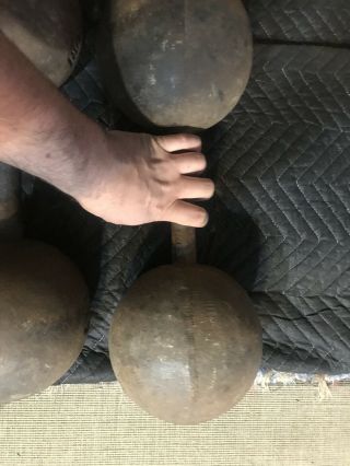 Jackson Barbell RARE 85 lb Globe Dumbbells Vintage Pair 9