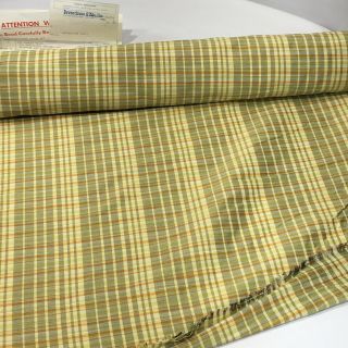 Brunschwig & Fils Vintage Silk " Cholet Plaid " Gold Fabric 7 Yards