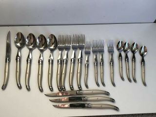 Vintage Laguiole Production Inox Trempe Set Of 20 Stainless Utensils/knives