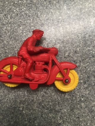 Vintage Red Auburn Rubber Harley Davidson Police Toy Motorcycle Model 1950s