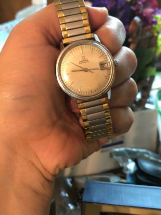 Vintage Automatic Omega Stainless Steel & Gold Mens Watch