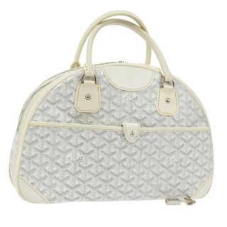 Auth Goyard Saint Jeanne Mm Hand Bag White Pvc Leather France Vintage Rk13533i