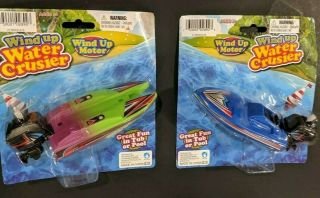 Wind Up Water Cruiser/ Speed Boat Toy Great Fun In Tub Or Pool Set Of Two 6 "