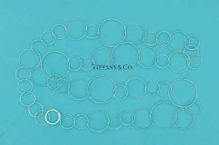 Rare Tiffany & Co Silver Paloma Picasso Hammered Circle Necklace 48 "