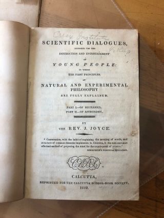 Rare Calcutta School Book Society Scientific Dialogues Early 1819 Joyce India