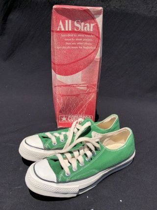 Vintage Converse Chuck Taylor Green Oxford All Star Shoes Sz 6 Basketball 70s