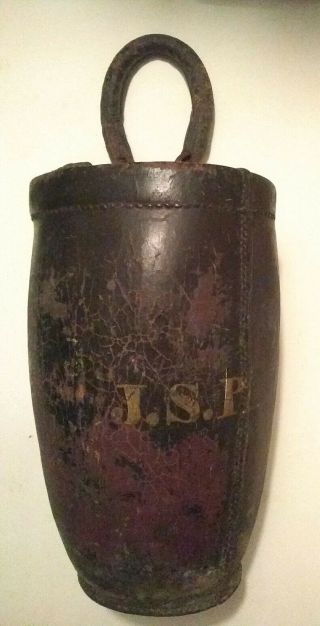 J.  S.  P.  Antique Fire Bucket Leather Retired Fire Chief Estate Find