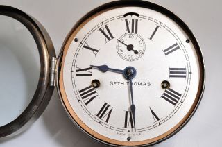 Antique 19th C.  Seth Thomas Lever Marine Ship ' s Porthole Gallery Clock NW 2