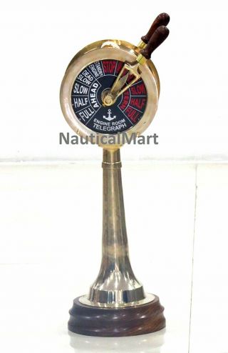 Nauticalmart 24 " Brass Ship Engine Telegraph Collectibles With Wooden Base