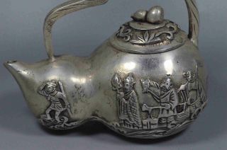 Collectable Miao Silver Carve Journey to the West Wukong Noble Gourd Tea Pots 2