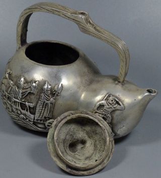 Collectable Miao Silver Carve Journey to the West Wukong Noble Gourd Tea Pots 5