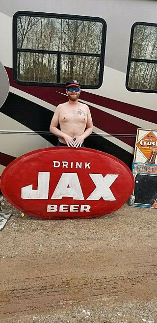 Vintage Jackson Jax Beer Metal Bubble Sign Texas Lone Star Pearl Shiner 68x39