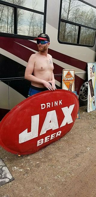 Vintage Jackson Jax Beer Metal Bubble Sign Texas Lone Star Pearl Shiner 68X39 2